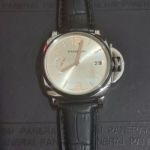 Best Quality Replica Panerai Black Leather Strap White Face Watch 